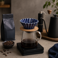 Cafetera Dripper v60 Tipo Origami Para Cafe Filtrado Con Base De Madera