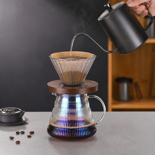 Cafetera Metodo V60 Dripper 02 | Con Base Madera para Cafe Filtrado