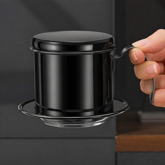 Cafetera Dripper Vietnamita Negro Brillante Viajera