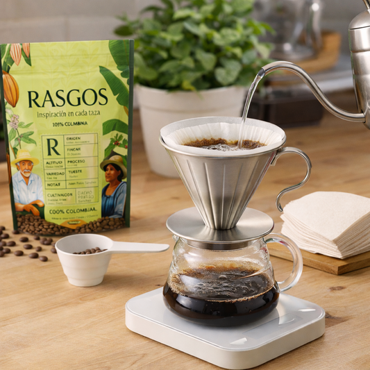 Kit V60 Acero Inoxidable + Server 400 ml + Filtros Hario 02 + Cuchara Dosificadora