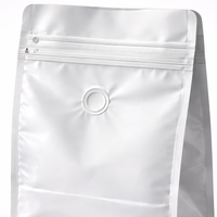 Bolsa Empacar Cafe 250g Blanco Mate con Valvula Desgasificacion y Ziploc