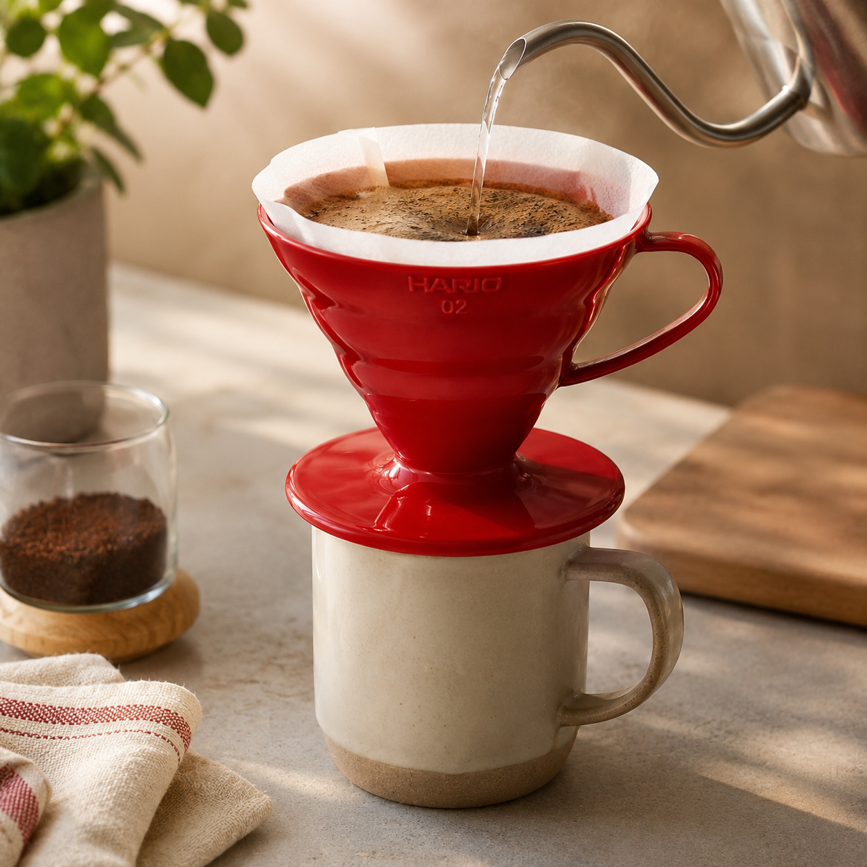 Cafetera Goteo Hario Metodo V60 02 Rojo Plastico Original