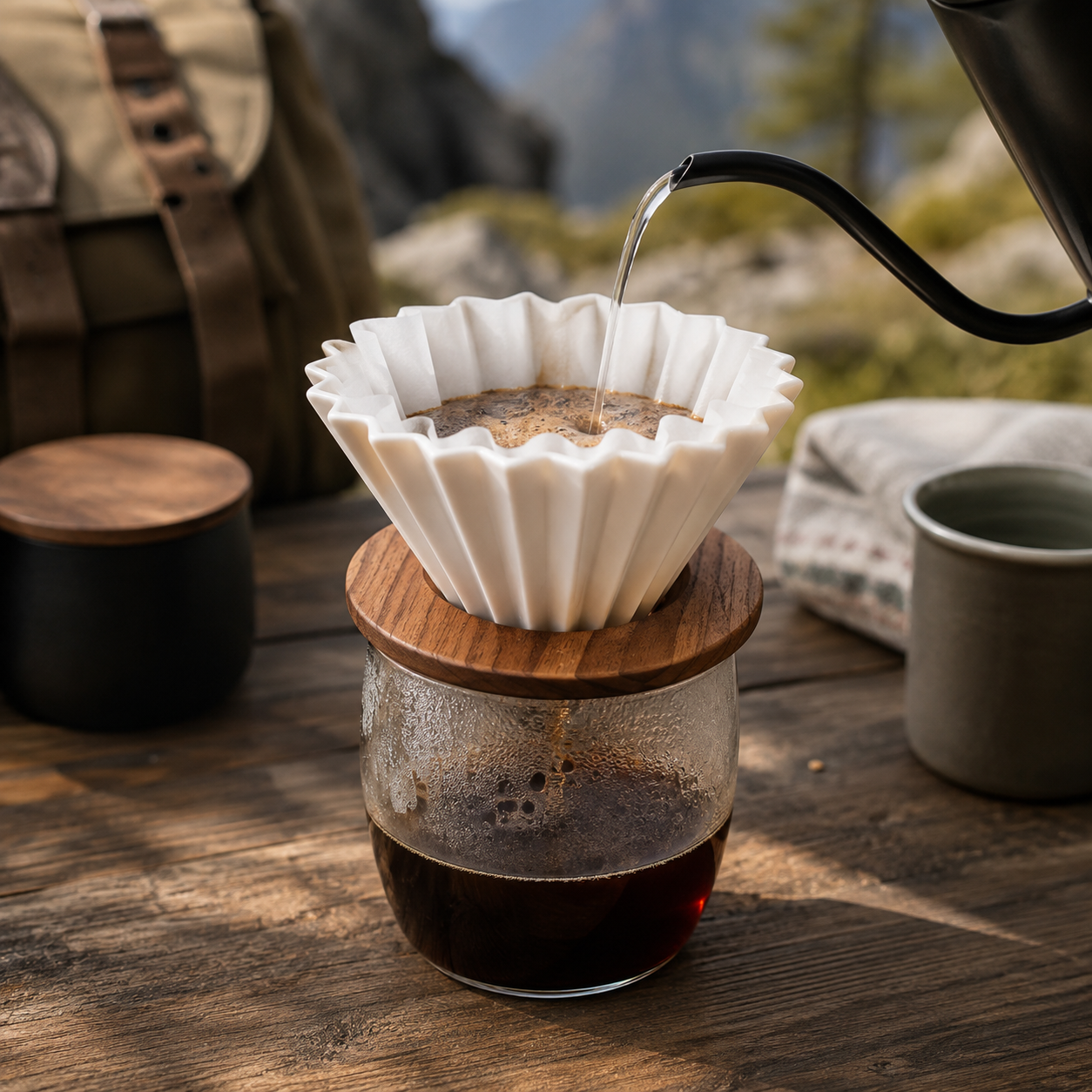 Base de Madera Compatible con Metodo V60 Dripper Origami