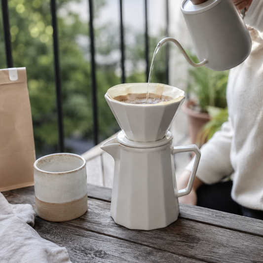 Kit Dripper Goteo White Diamante | Cafetera Metodo V60 con Server Punta Fina