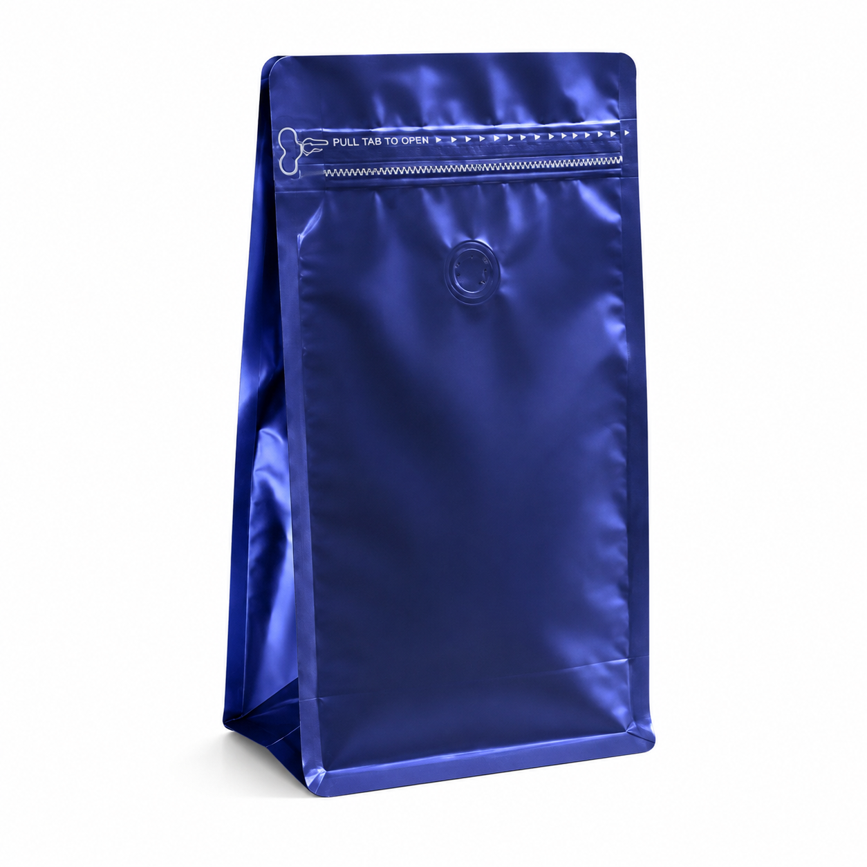 Bolsa Azul Metalizada Empaque para Cafe 250 g con Valvula y Zipper x 50 Unidades