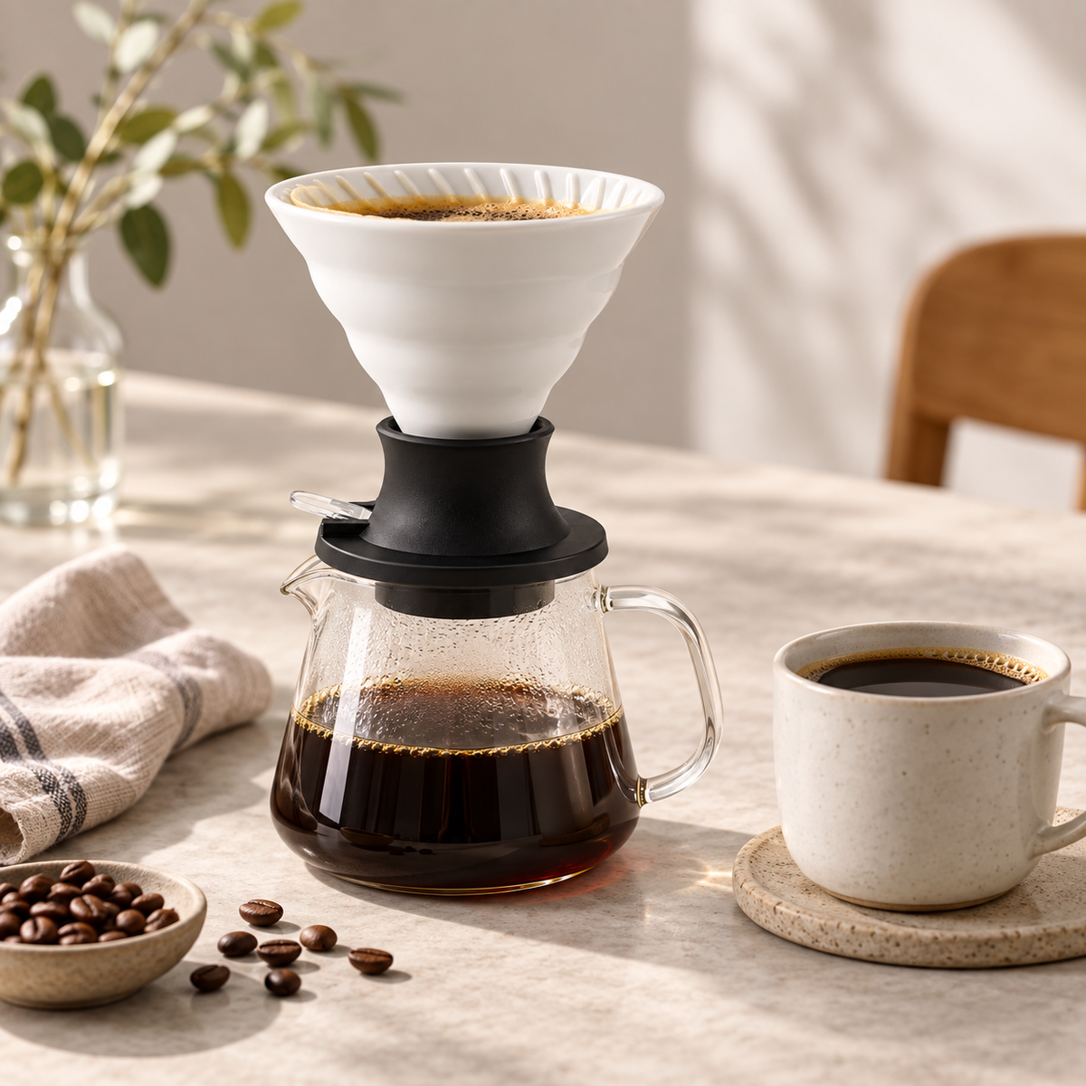 Cafetera V60 Dripper Tipo Hario Switch Ceramica Blanco | Metodo Cafe por Inmersion