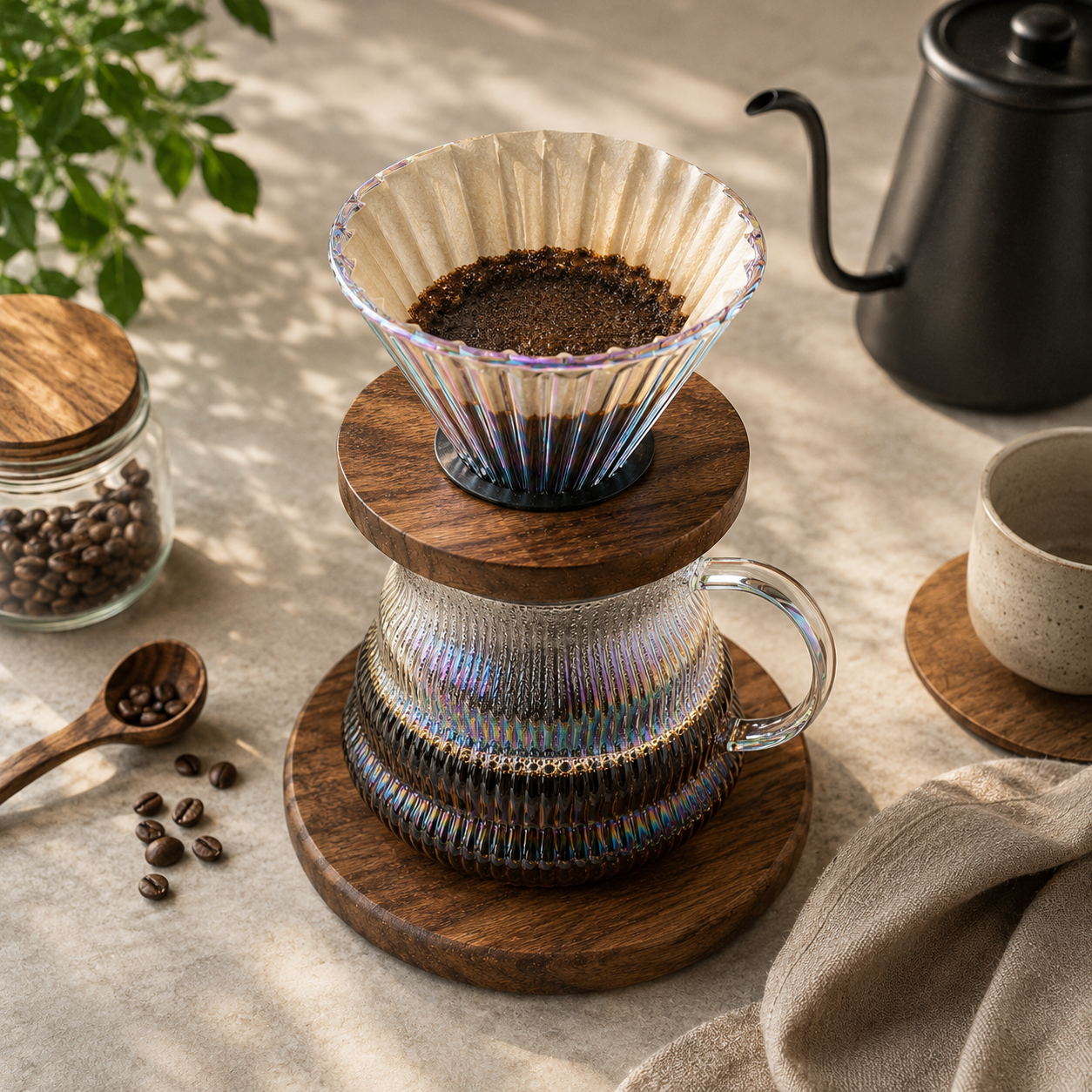 Kit V60 Tornasol con Servidor de Vidrio para Cafe Filtrado