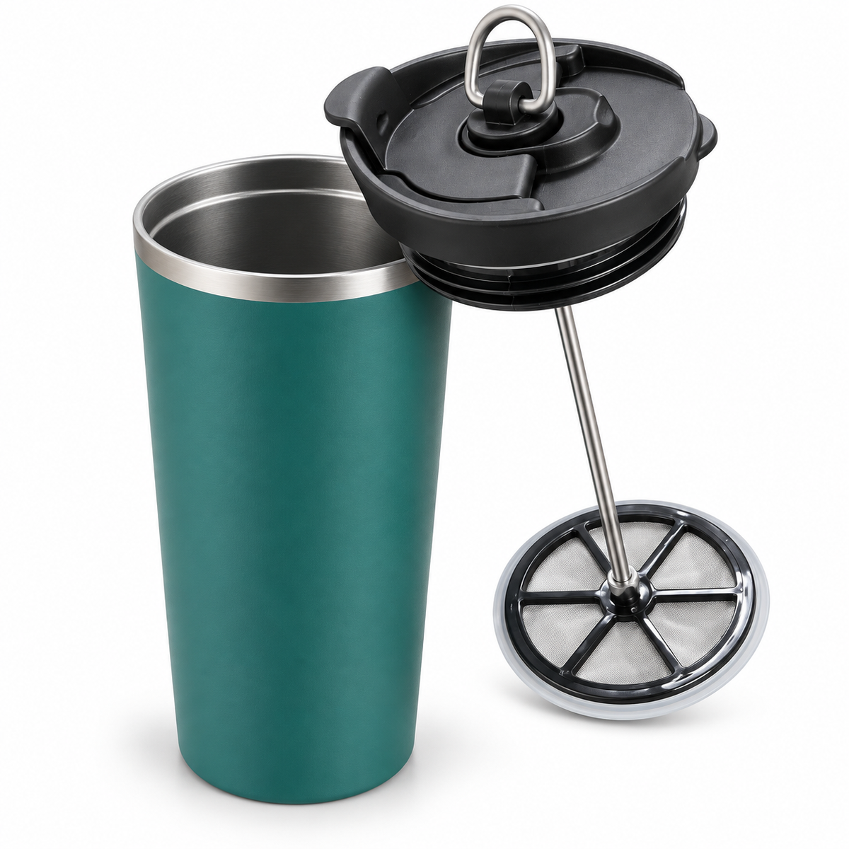 Termo Prensa Francesa TYESO 750 ml Acero Inoxidable Verde