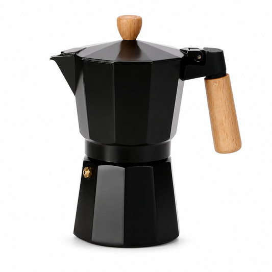 Cafe Moka Italiana Negra 6 Tazas con Mango Madera