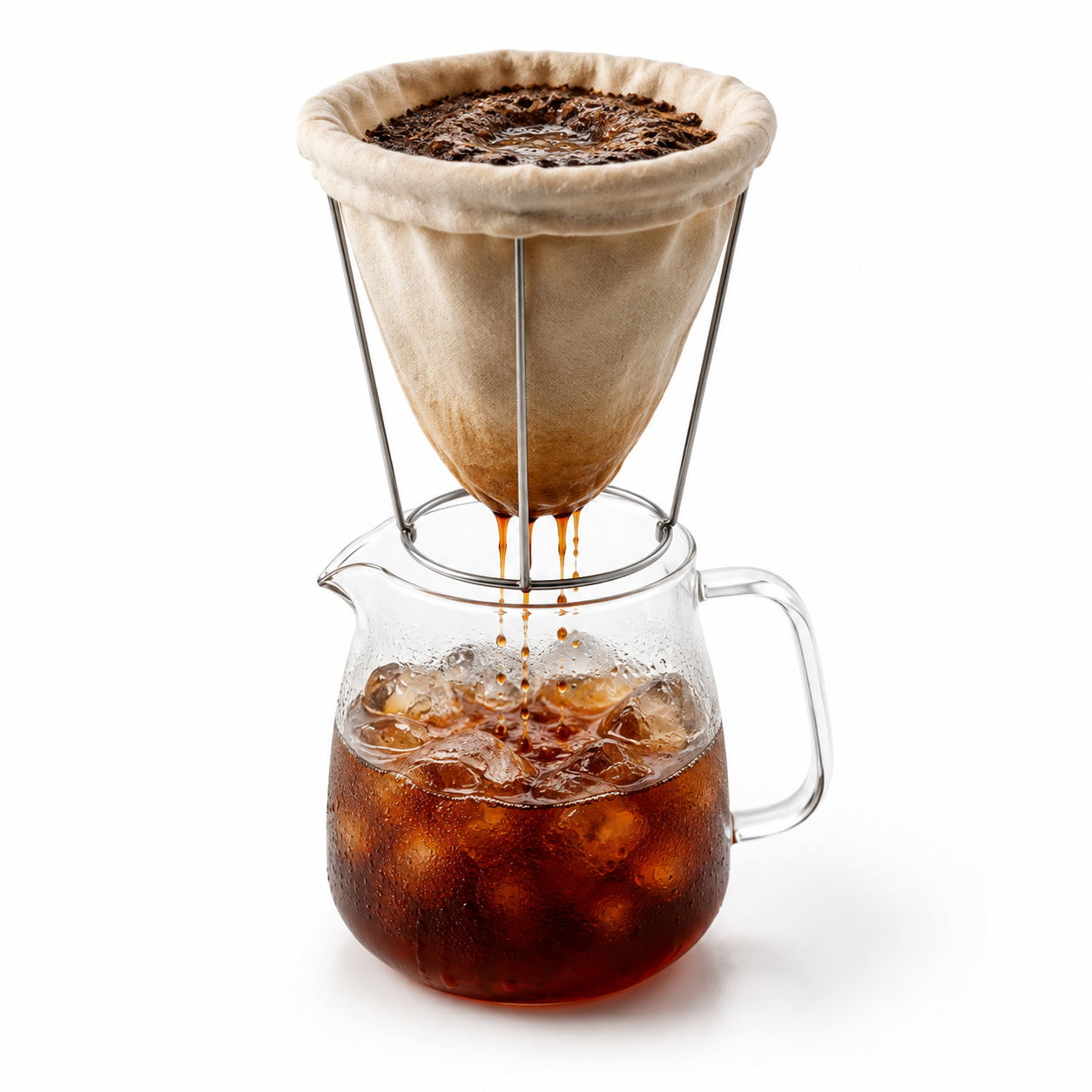 Colador de Tela para Cafe con Soporte Metalico | Cold Brew y Filtrado