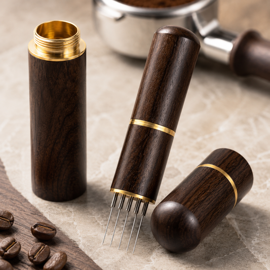Distribuidor WDT de Madera con 6 Agujas para Cafe Maquina Espresso