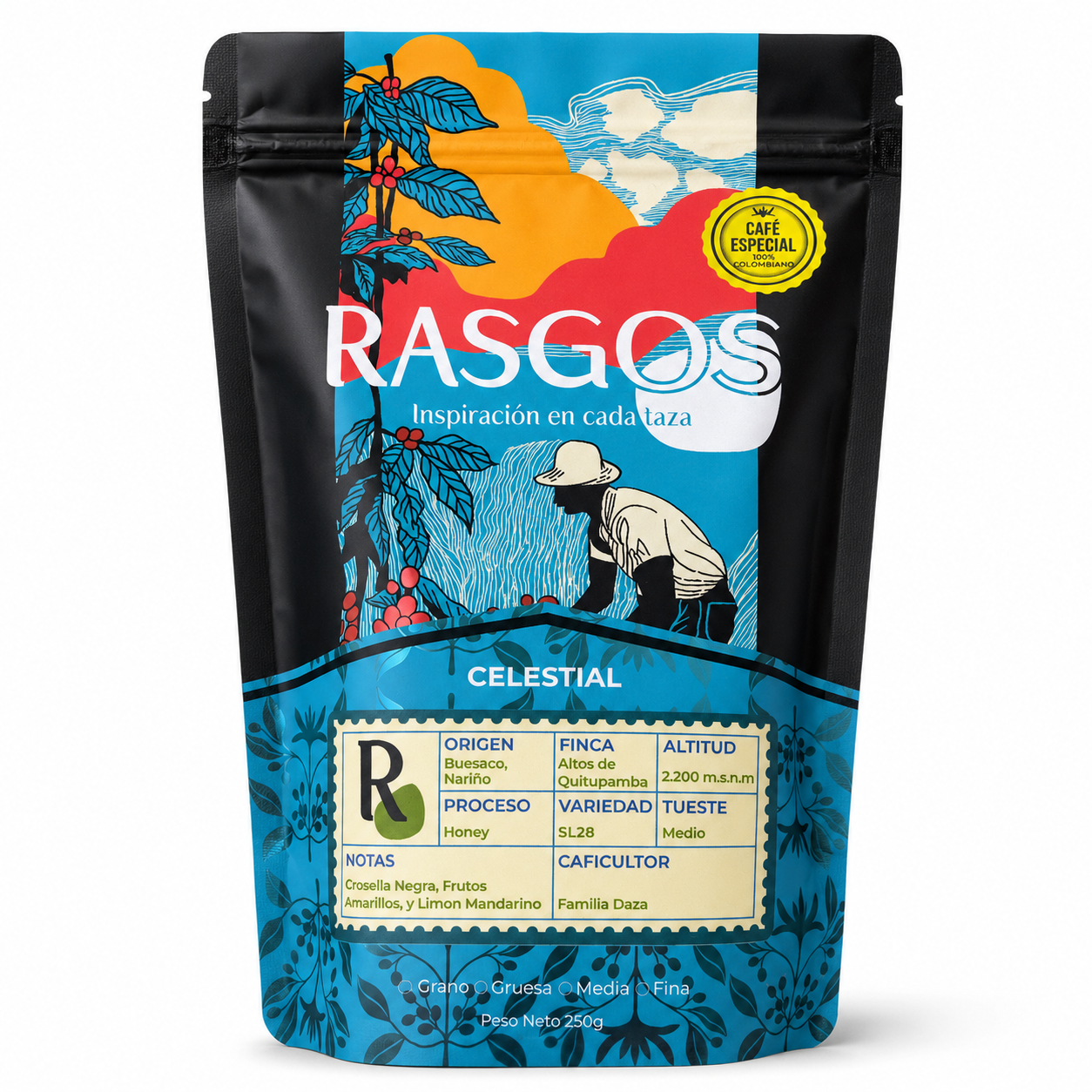 Café Especial Rasgos SL28 Honey 250g | Edición Especial | Buesaco Nariño