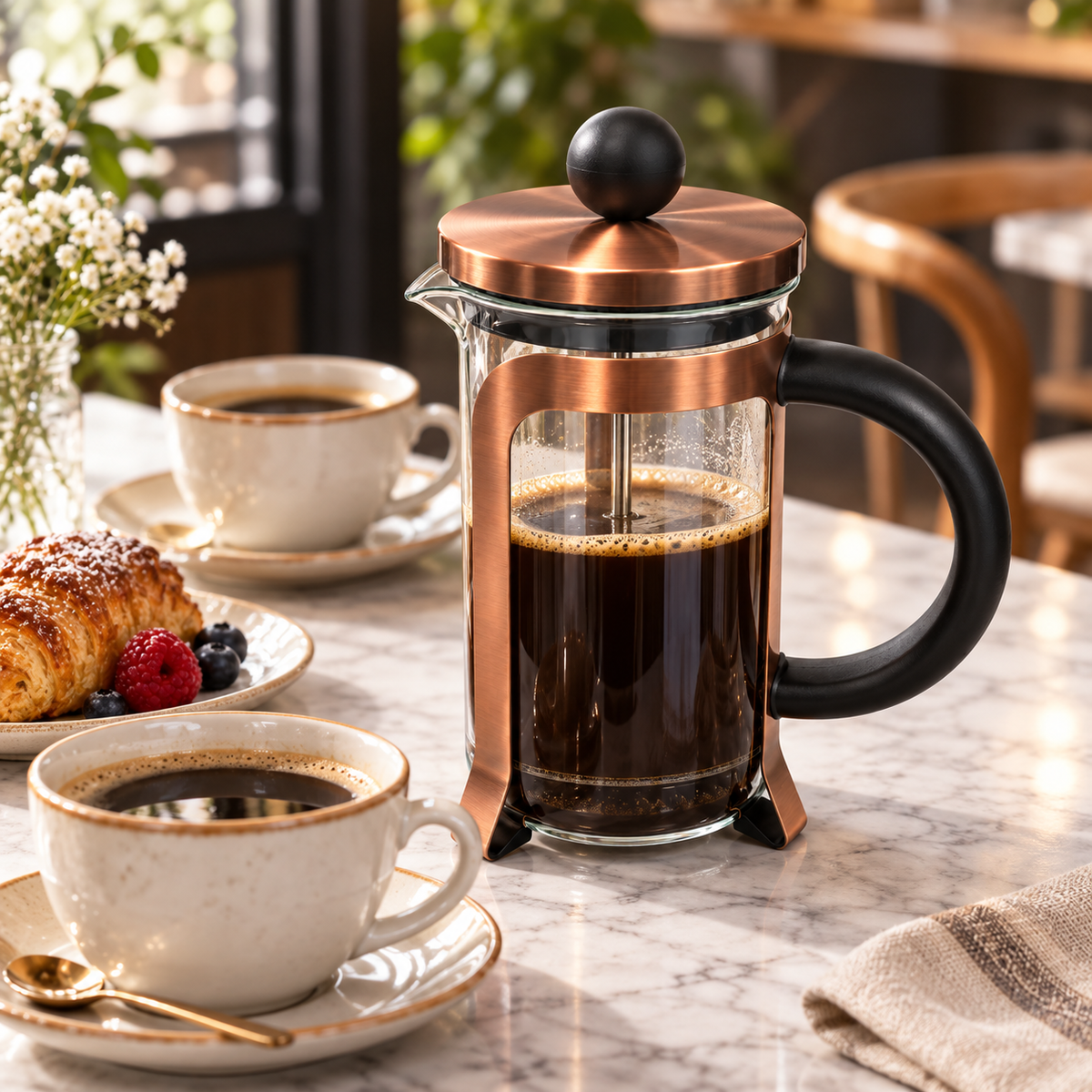 Cafetera Prensa Francesa Acero 1000ML Bronce