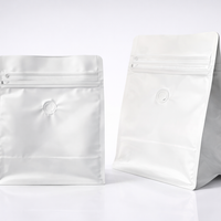 Bolsa Empacar Cafe 250g Blanco Mate con Valvula Desgasificacion y Ziploc