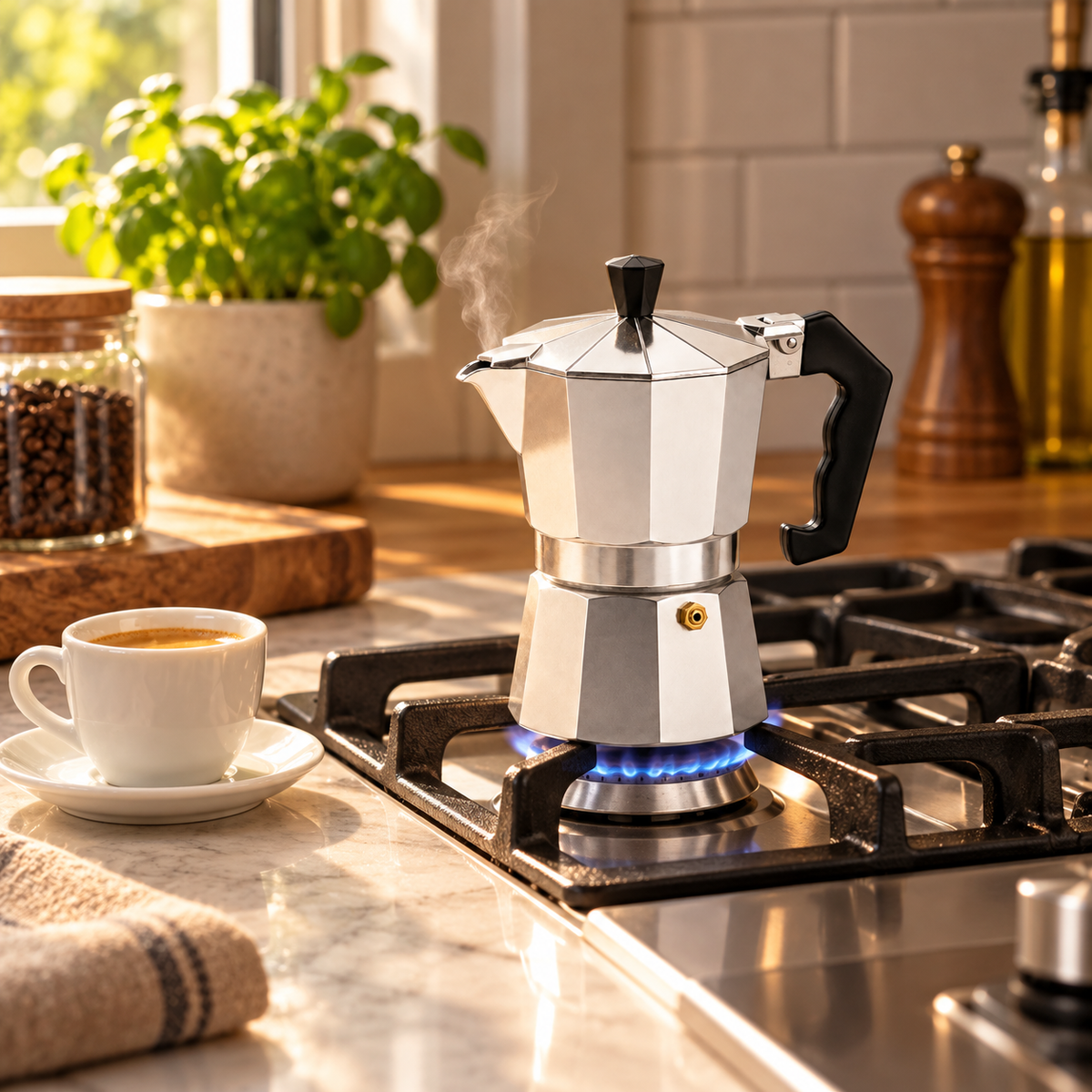 CAFETERA ITALIANA MOKA ALUMINIO PLATA 2 TAZAS