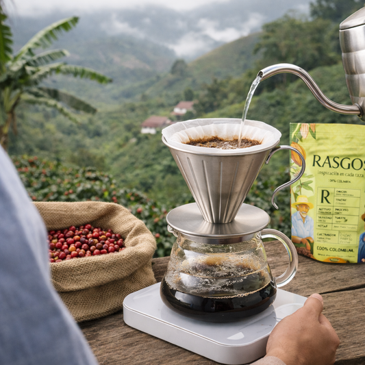 Kit V60 Acero Inoxidable + Server 400 ml + Filtros Hario 02 + Cuchara Dosificadora