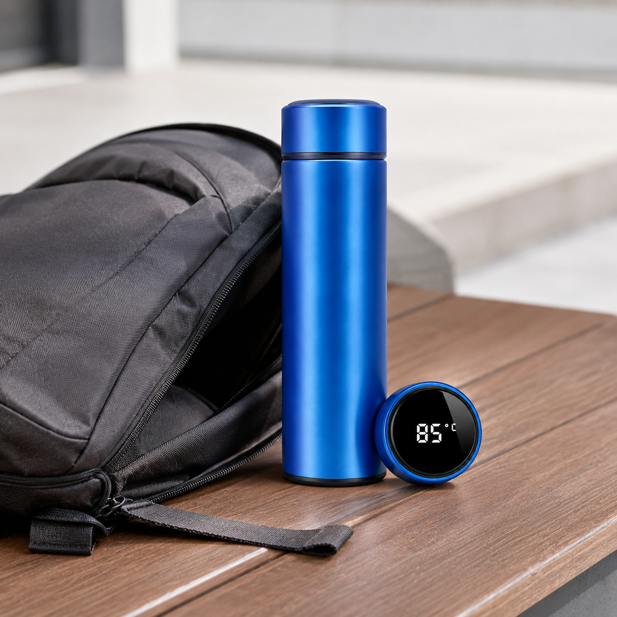 Termo Digital Azul 500 ml con Indicador de Temperatura