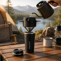 Kit Cafe Viajero con Termo Termico 510 ml y Filtro Reutilizable Portatil Acero V60