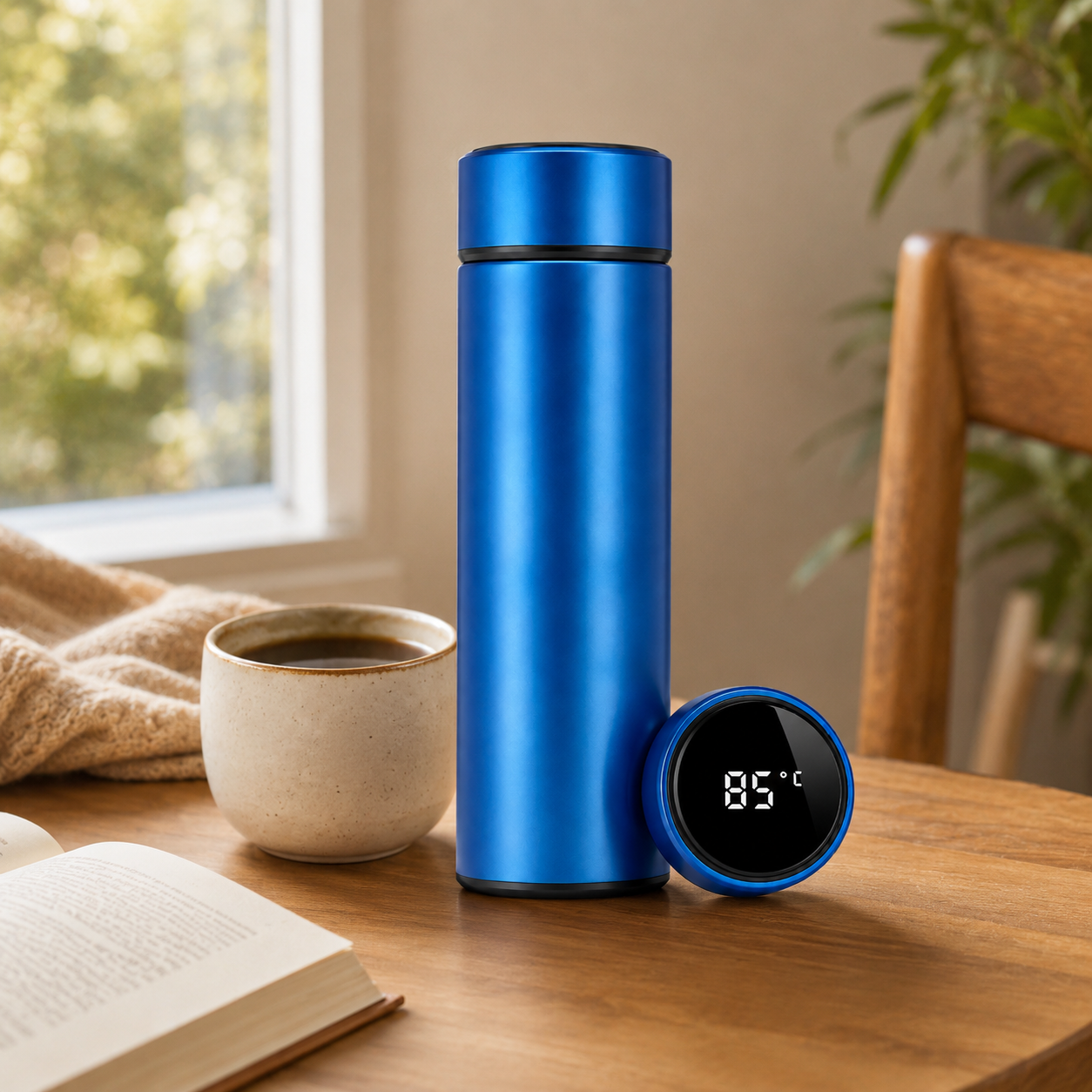 Termo Digital Azul 500 ml con Indicador de Temperatura