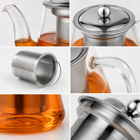 Tetera de Vidrio 1 Litro con Infusor de Acero Inoxidable