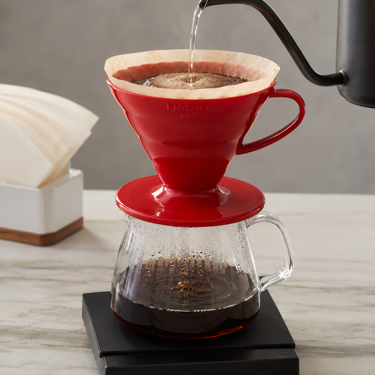 Cafetera Goteo Hario Metodo V60 02 Rojo Plastico Original