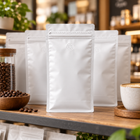 Bolsa Blanca para Cafe 500g con Valvula y Zipper