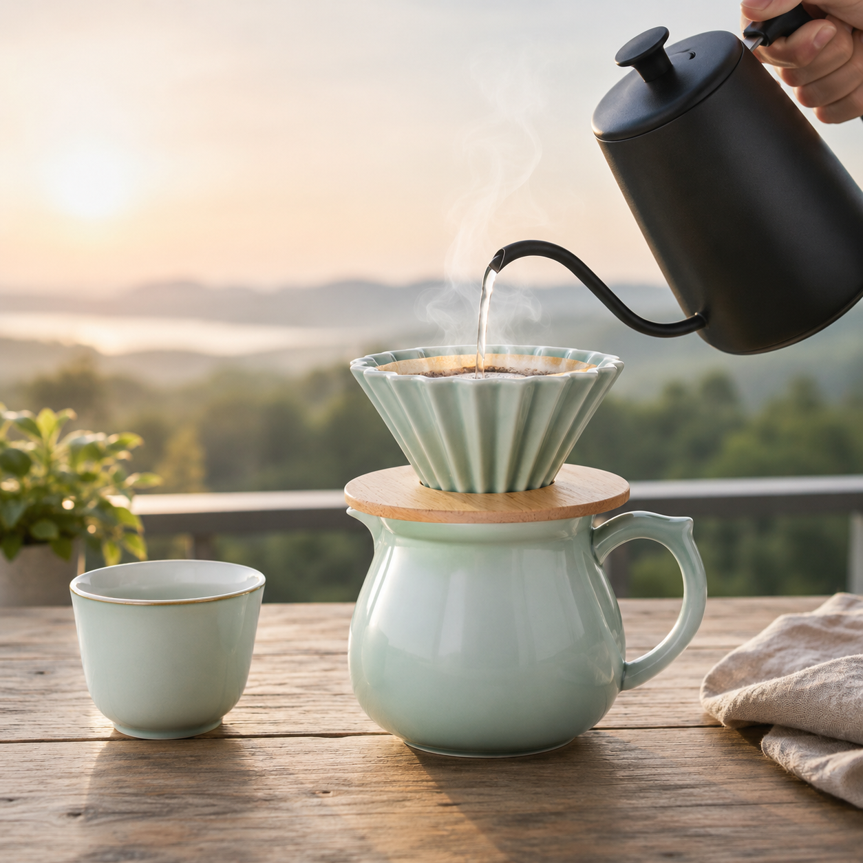 Kit Cafetera Filtrado V60 Origami Ceramica