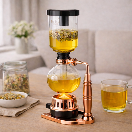 Cafetera Metodo al Vacio Sifón Japonés Platino 5 Tazas 500ml Oro Rosa