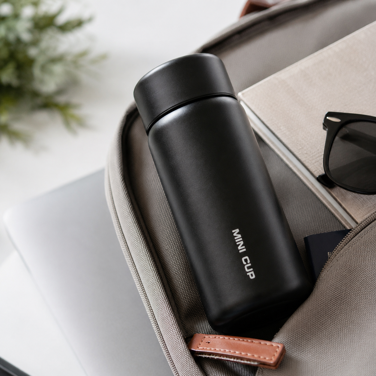 Termo Termico de Acero Inoxidable Negro 380 ml Mini Cup