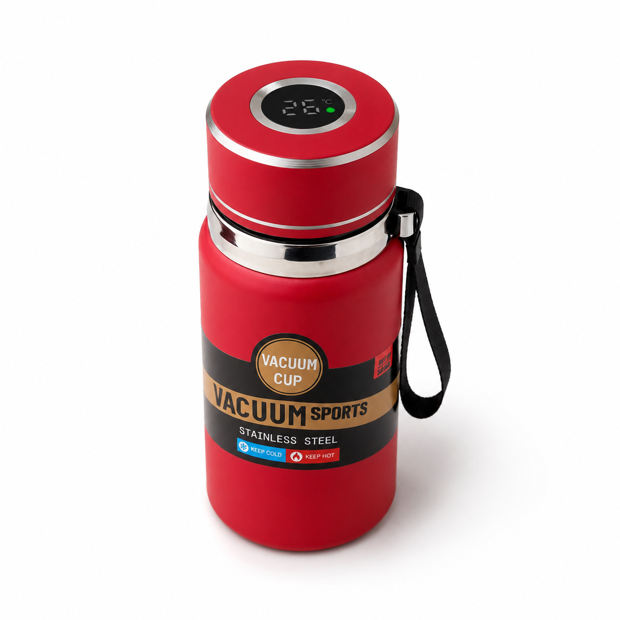 Termo Digital Rojo 600 ml con Medidor de Temperatura | Conserva Frio y Calor hasta 12 Horas
