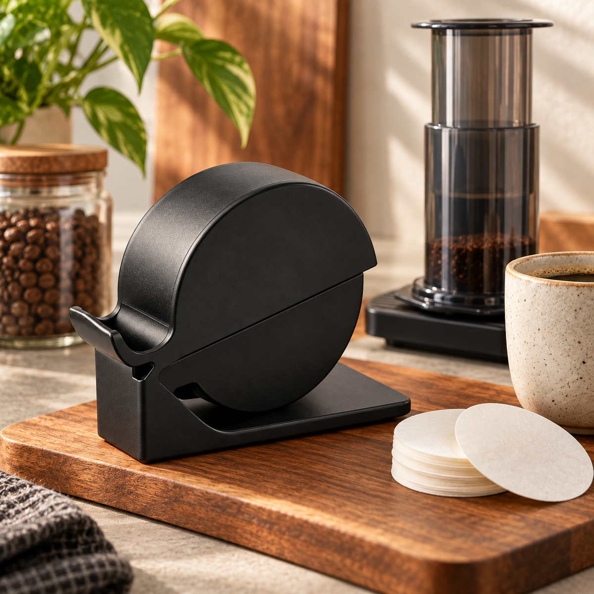 Estuche Dispensador Portafiltros para Filtros AeroPress Negro