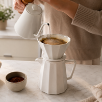 Kit Dripper Goteo White Diamante | Cafetera Metodo V60 con Server Punta Fina