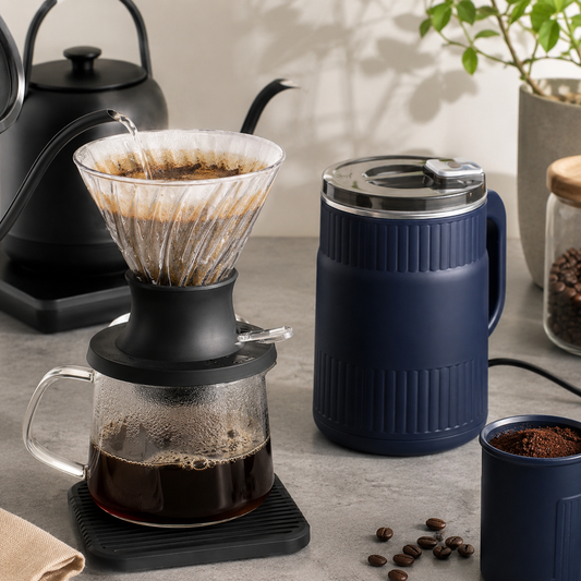 Kit de Cafe Filtrado con Molino Electrico Metodo Tipo HARIO Switch V60 en Vidrio