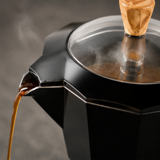 Cafetera Moka Italiana Negra de 6 Tazas con Tapa Transparente