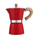 Cafetera Italiana Moka 6Tazas Roja Mango en Madera