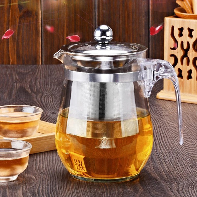 Tetera de Vidrio con Infusor De Té Extraible Acero Inoxidable 500ml