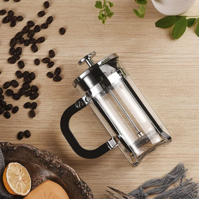 Prensa Francesa Clásica en Acero Inoxidable Plata Disponible en 350ml/600ml/800ml