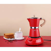 Cafetera Italiana Moka 6Tazas Roja Mango en Madera