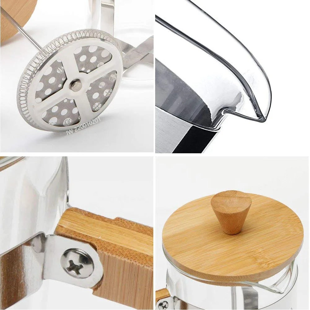 Cafetera Prensa Francesa Bambu 350ml-600ml-800ml