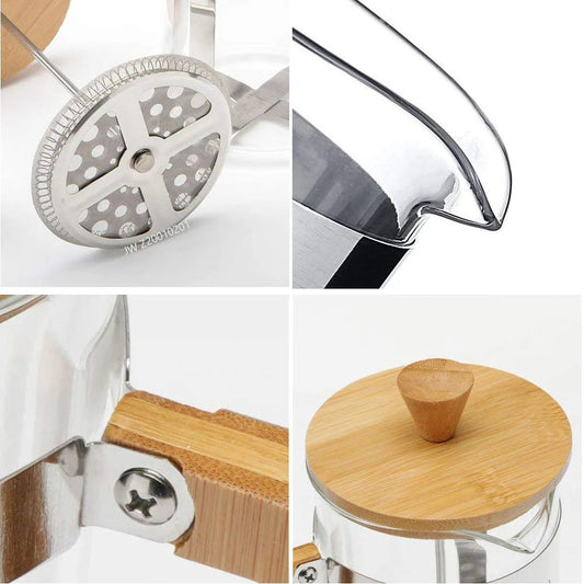 Cafetera Prensa Francesa Bambu 350ml-600ml-800ml