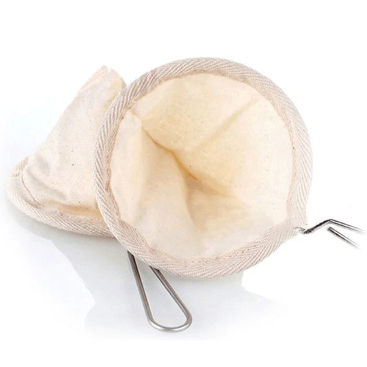 Colador de Tela con Mango Metálico para Filtrado de Café Reutilizable