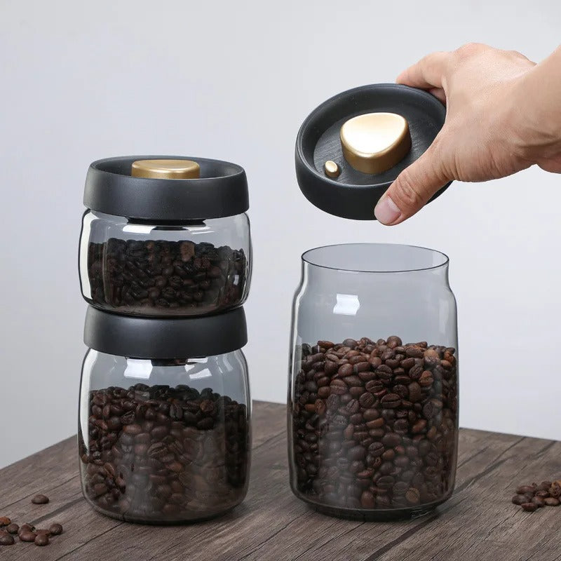 Recipiente de Vidrio para Almacenamiento de Granos de Café 450g