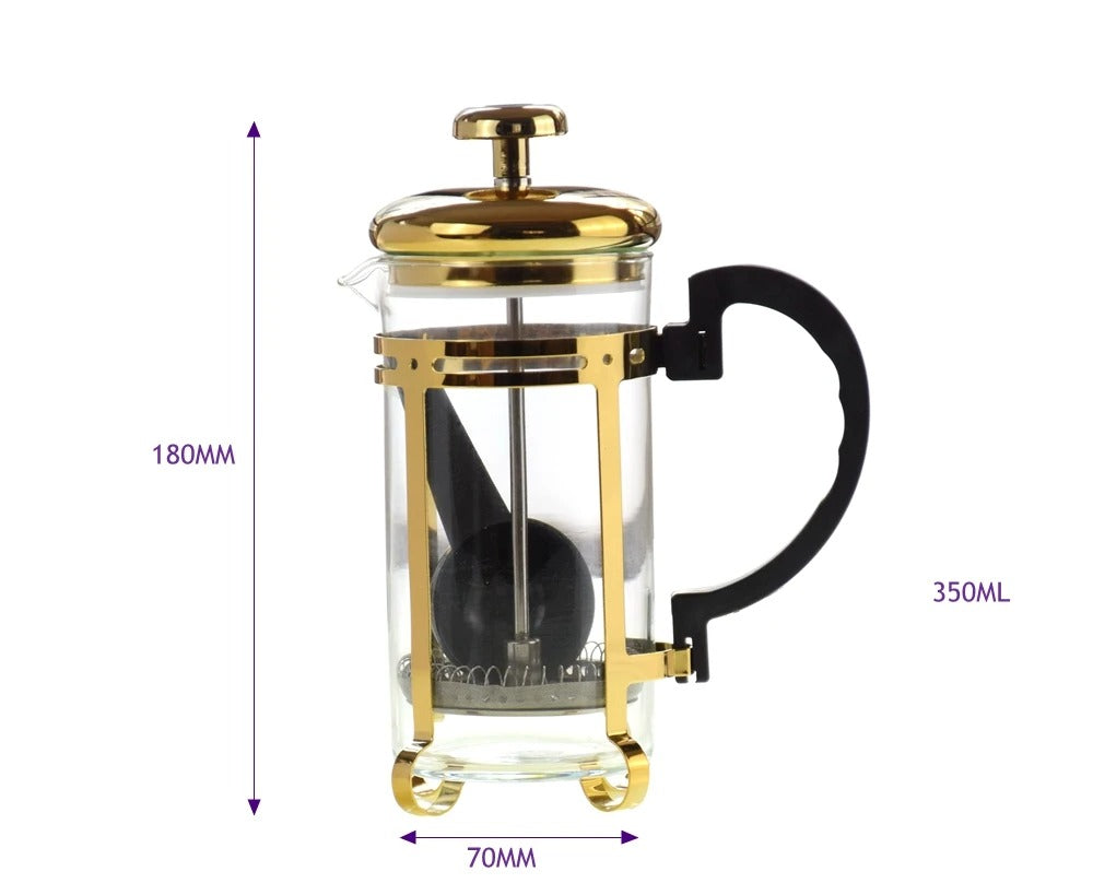 Cafetera Prensa Francesa 350ml  Diseño Dorado Oro Lujo