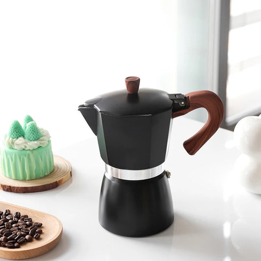 Máquina de café Moka Pot Negra para Estufa de Aluminio 300ml