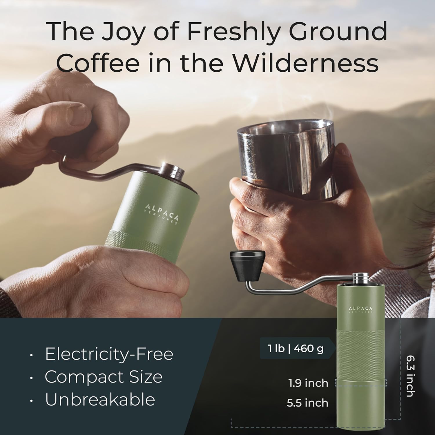 Equipado con muelas cónicas de acero, este molino manual ofrece consistencia y calidad en cada molienda. Ideal para espresso, V60, prensa francesa y más.