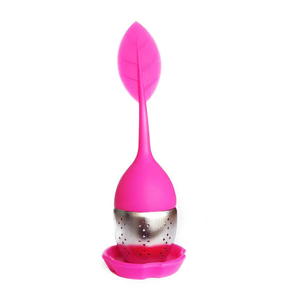 Infusor de Té Fucsia en Silicona y Acero Inoxidable