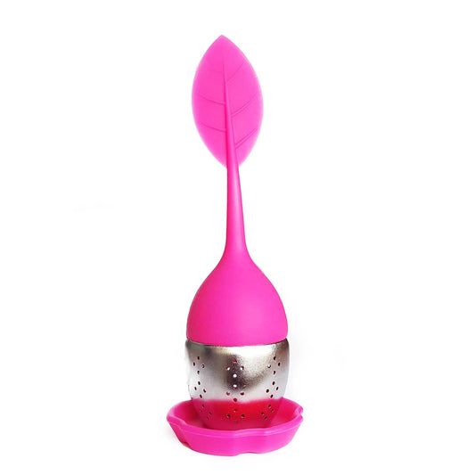 Infusor de Té Fucsia en Silicona y Acero Inoxidable