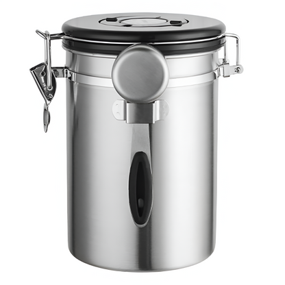 Recipiente para Almacenar Café Color Plata Hermetico y Sin entrada de Luz 900g