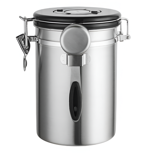 Recipiente para Almacenar Café Color Plata Hermetico y Sin entrada de Luz 900g