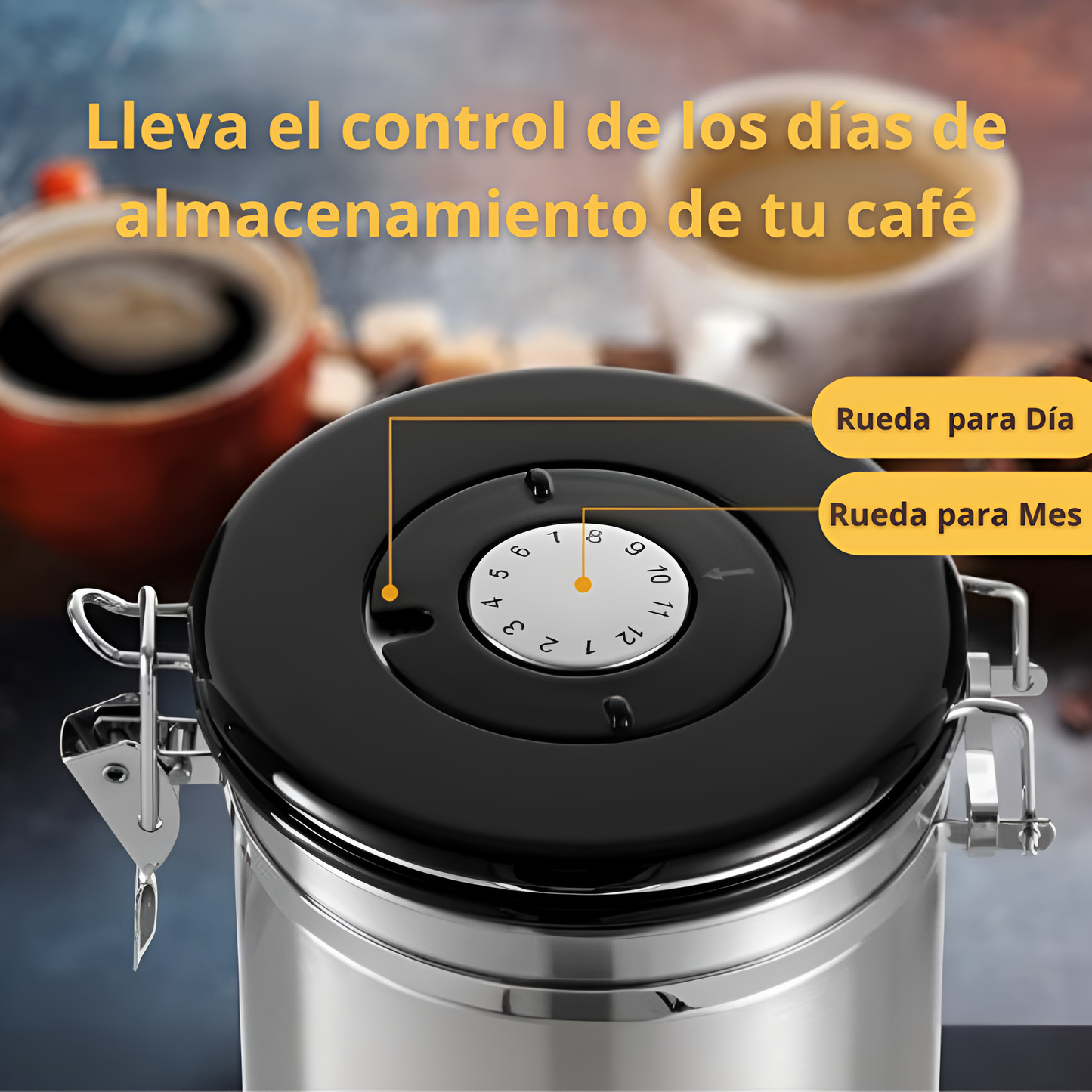 Recipiente para Almacenar Café Color Plata Hermetico y Sin entrada de Luz 900g